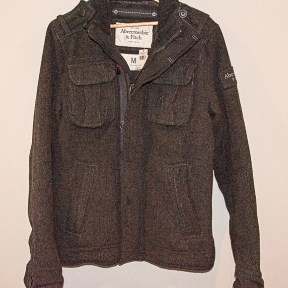 NWT Abercrombie & Fitch Wool Blend Mens Field Jacket  Gray Size Med - Picture 2 of 4